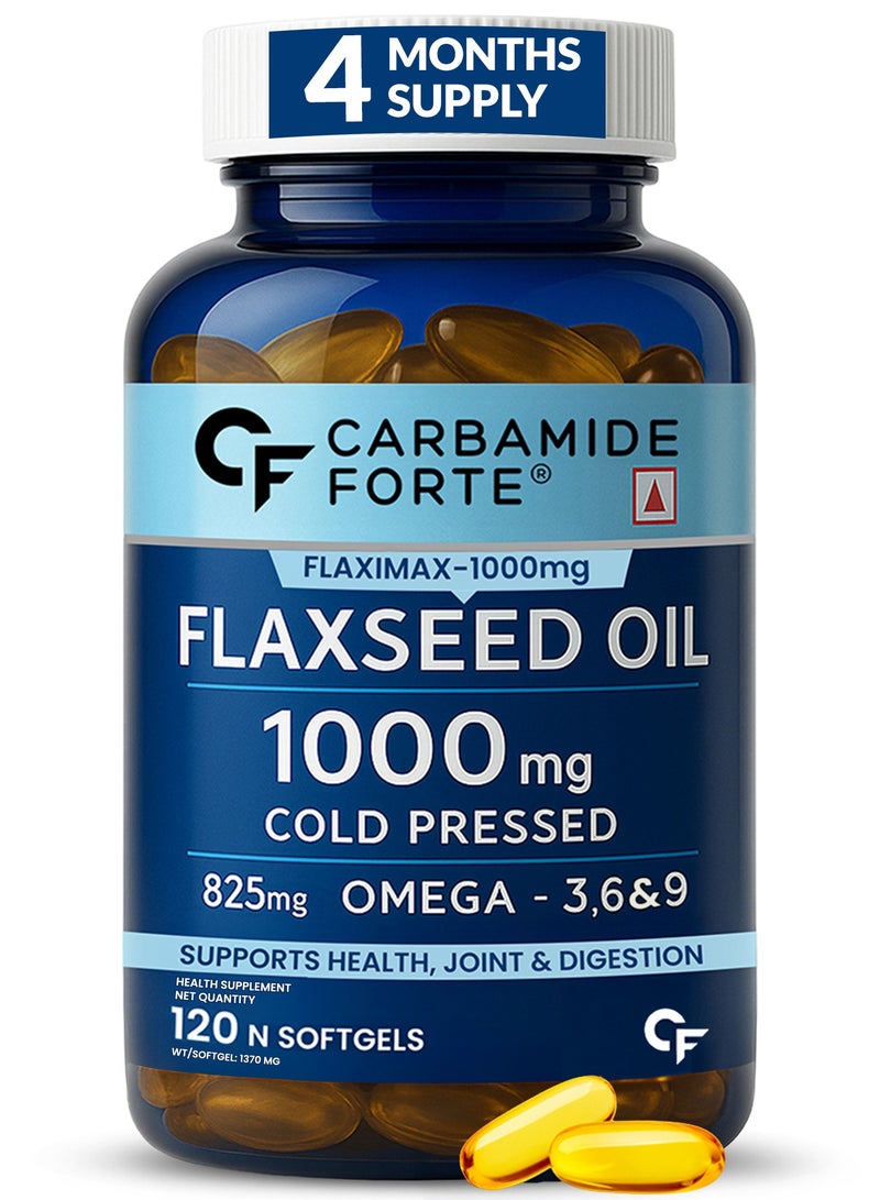 CARBAMIDE FORTE Cold Pressed Flaxseed Oil Omega 3 6 9 Capsules (1000mg) - 120 Capsules - Image 1