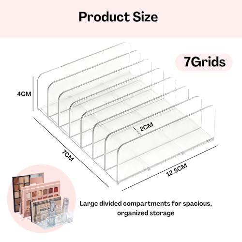 Flavizo Acrylic Makeup Organizer with 7 Sections | Clear Cosmetic Shelf for Dressing Table | Acrylic Drawer Organiser for Skincare, Office supplies, Phone and Wallets - Image 2