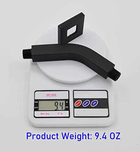 Aquaiaw Square Shower Arm and O-Ring Flange, 6 inch, Solid Brass, Both Soldered 1/2 NPT Tapered Threads, Matte Black Wall Mount Shower Arm Extension with Escutcheon, for Rainfall Shower Head Max. 10" - Image 5