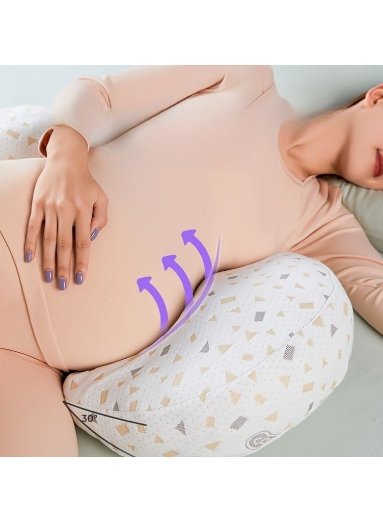 1pc SoftTouch Adjustable U-Shaped Pregnancy Pillow Full Body Support Cushion With Removable Cover Portable Back Support For Side Sleepers Made Of Polyester Fiber Material - Image 5