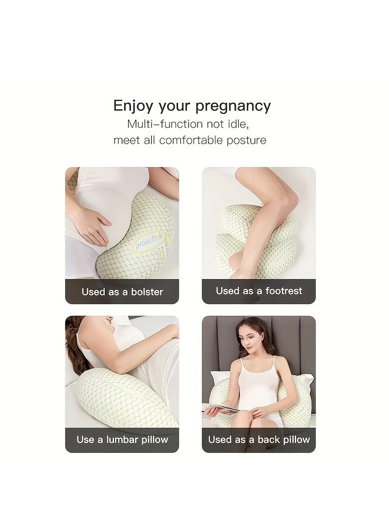 1pc SoftTouch Adjustable U-Shaped Pregnancy Pillow Full Body Support Cushion With Removable Cover Portable Back Support For Side Sleepers Made Of Polyester Fiber Material - Image 4
