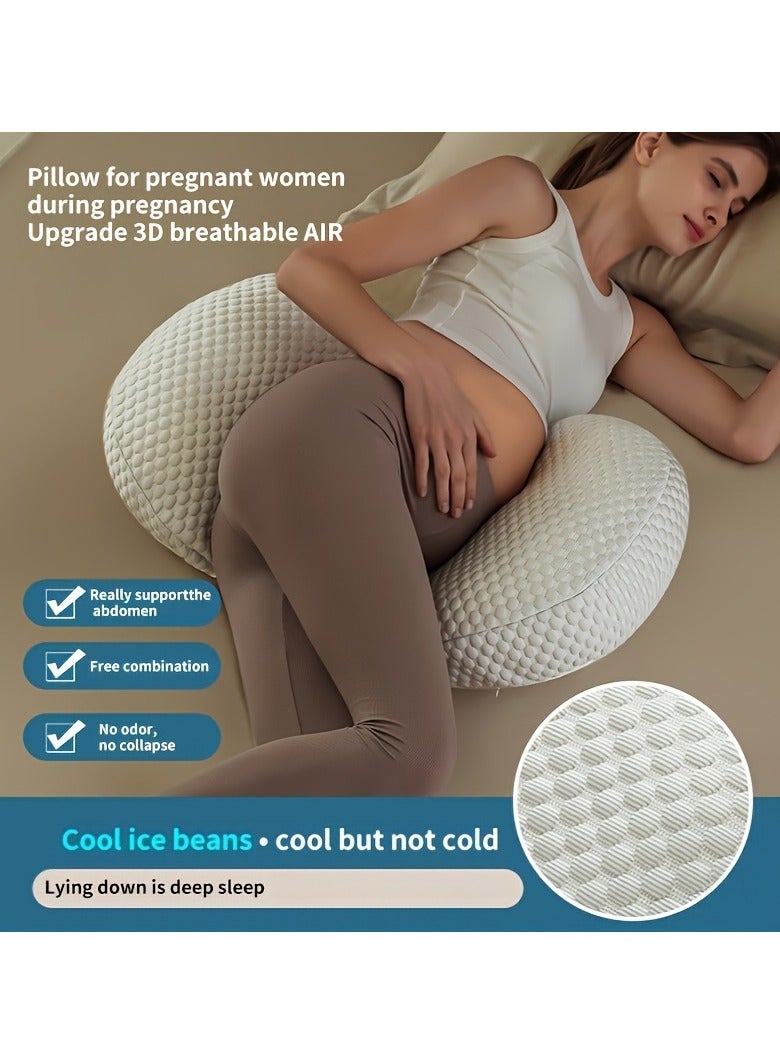 1pc SoftTouch Adjustable U-Shaped Pregnancy Pillow Full Body Support Cushion With Removable Cover Portable Back Support For Side Sleepers Made Of Polyester Fiber Material - Image 1