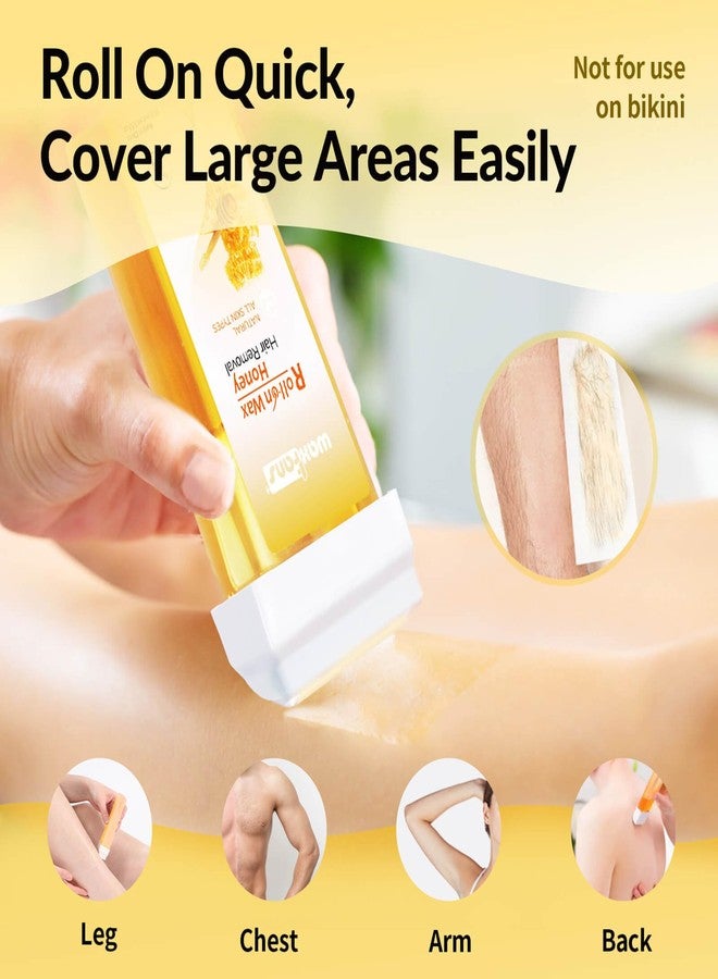 Waxfans Roll On Wax Refill,Waxing Roller Refill for Hair Removal,100% Natural,Quick Melting - For Coarse and Fine Hairs.with 3.53 Ounce(Pack of 4 Honey Wax Rollers, 50 Strips（Yellow - Image 4