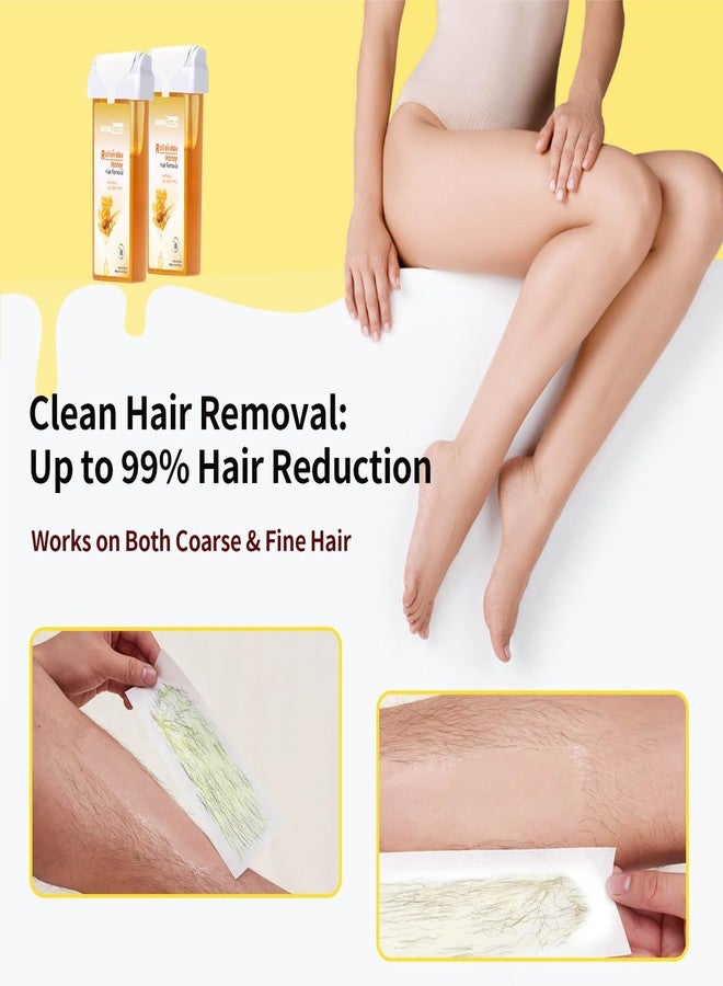 Waxfans Roll On Wax Refill,Waxing Roller Refill for Hair Removal,100% Natural,Quick Melting - For Coarse and Fine Hairs.with 3.53 Ounce(Pack of 4 Honey Wax Rollers, 50 Strips（Yellow - Image 3