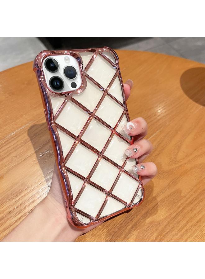 Zaboon Case For iPhone 12 / 12 Pro 3D Diamond Lattice Laser Engraving Phone Case - Image 1