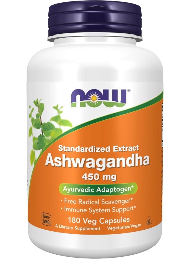 now Supplements, Ashwagandha (Withania Somnifera) 450 Mg (Standardized Extract), 180 Veg Capsules - Image 1