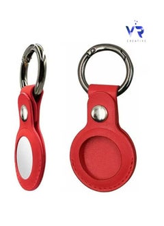 Protective Leather case cover for Apple AirTag with smart key ring Red
