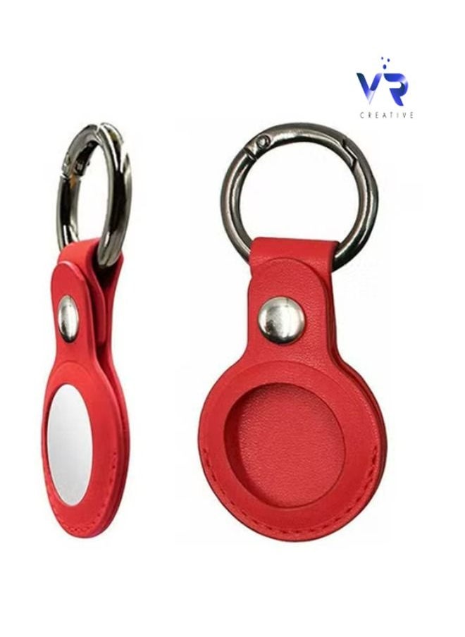 VR CREATIVE - Protective Leather case cover for Apple AirTag with smart key ring Red - Image 1