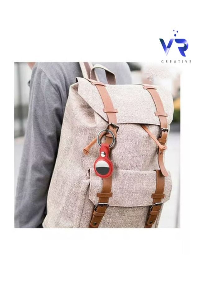 VR CREATIVE - Protective Leather case cover for Apple AirTag with smart key ring Red - Image 1