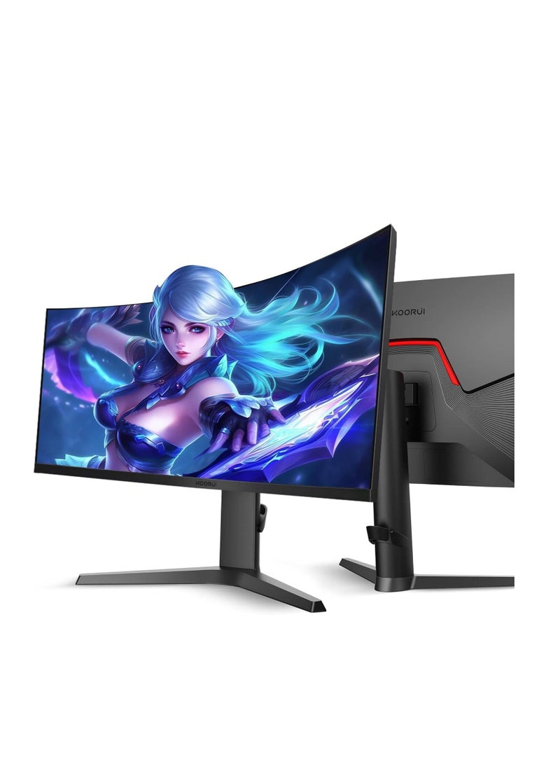 KOORUI Koorui 34E6UC 34" VA WQHD Curved VA Gaming Monitor, 165Hz Refresh Rate, 21 9 Aspect Ratio, 1ms Refresh Rate, FreeSync/G-Sync Technology, VESA Compatible, Black | 34E6UC  - Image 2