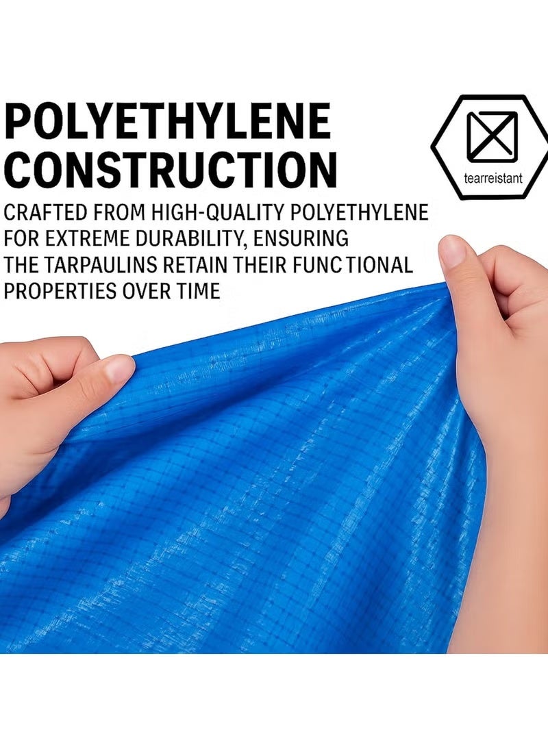 Blue Heavy Duty Tarpaulin Cover – Waterproof, Frost & Weather Resistant, UV Protection, Multi-Purpose Outdoor Tarp, 5m x 8m - Image 5