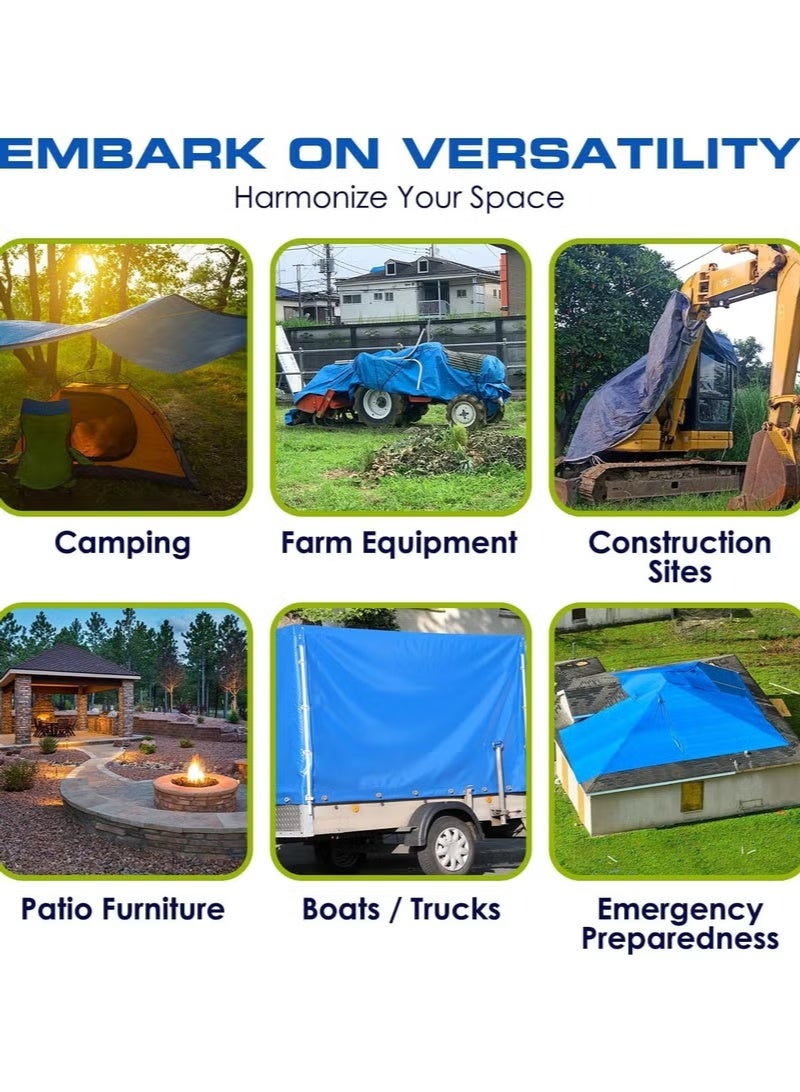 Blue Heavy Duty Tarpaulin Cover – Waterproof, Frost & Weather Resistant, UV Protection, Multi-Purpose Outdoor Tarp, 5m x 8m - Image 4