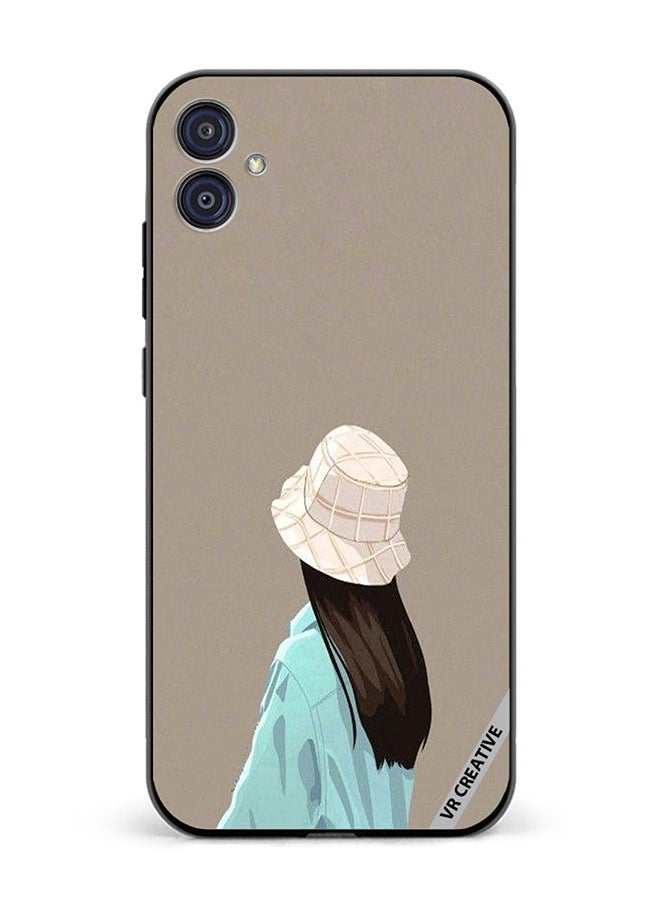 VR CREATIVE Protective Case Cover For Samsung Galaxy M04/F04 Brown Hat Girl Design Multicolour  - Image 1