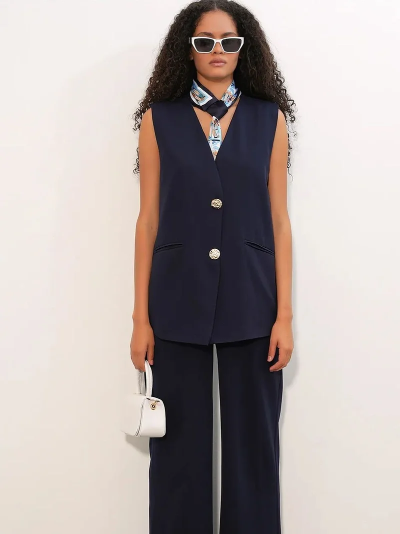 بيغ دارت BDART Long V-Neck Buttoned Smart Waistcoat