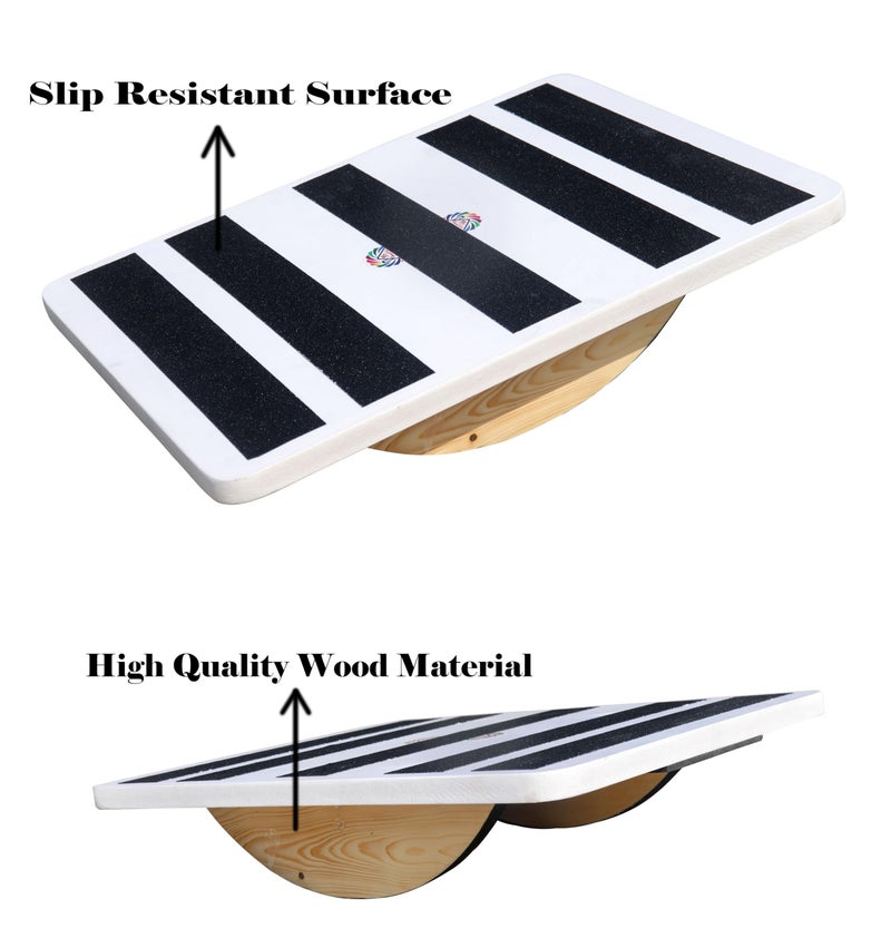 Homecute Balance Board Wobble Board for Physical Therapy, Standing Desk,Rocker Board, Core Training, Exercise Balance Stability Trainer for gym, home & Workout Made with MDF & Wood (Rectangle-Small) - Image 3