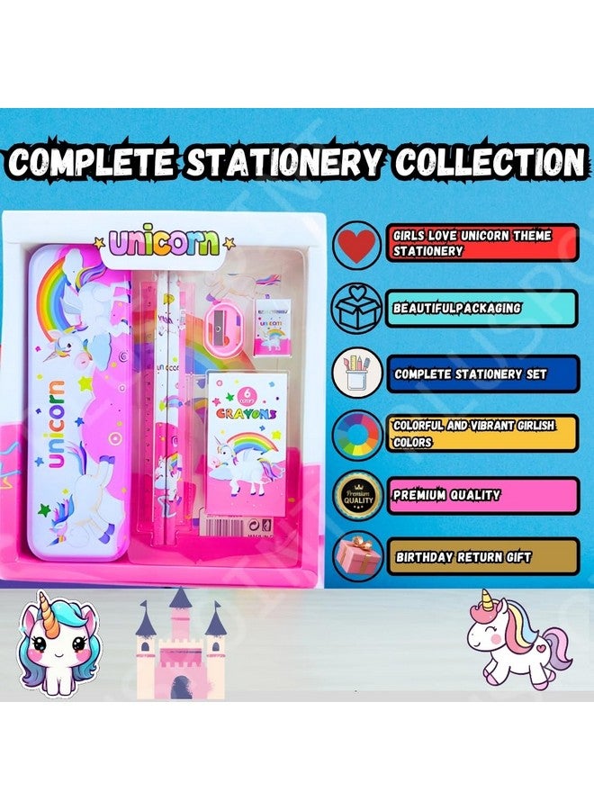 بلس بوينت مجموعة هدايا القرطاسية PLUSPOINT للأطفال - عبوة من 7 قطع، أدوات مكتبية للأطفال هدية مفيدة مجموعة القرطاسية الكرتونية هدية الإرجاع إكسسوارات مدرسية للأطفال عناصر هدايا لأعياد الميلاد (يونيكورن) - Image 2