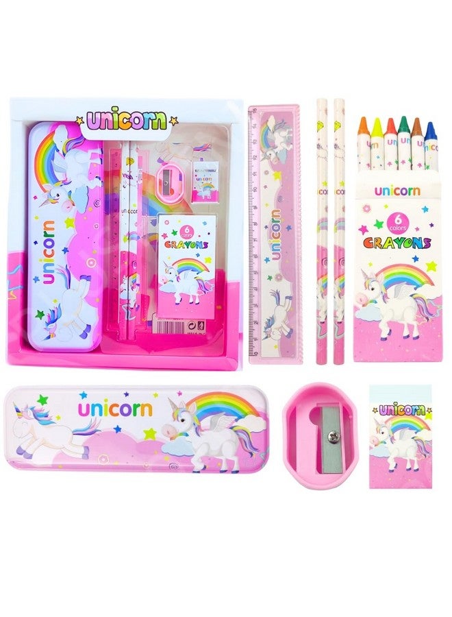 بلس بوينت مجموعة هدايا القرطاسية PLUSPOINT للأطفال - عبوة من 7 قطع، أدوات مكتبية للأطفال هدية مفيدة مجموعة القرطاسية الكرتونية هدية الإرجاع إكسسوارات مدرسية للأطفال عناصر هدايا لأعياد الميلاد (يونيكورن) - Image 1