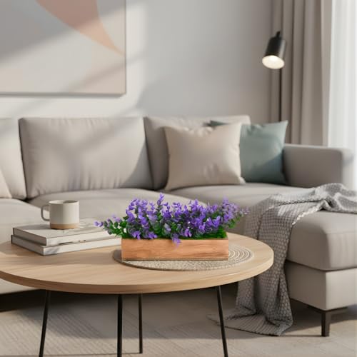 fancymart Artificial Plant Leaves in a Stylish Wooden Planter | Perfect Home Décor Item, Height 11cm x Width 20.5 cm - Image 5