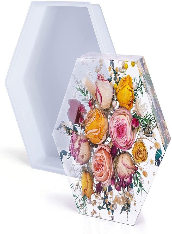 SNOOGG Large Silicone Hexagon Molds Deep Epoxy Resin Molds for Flowers Preservation, Resin Art, Resin Casting, DIY Wedding, Valentine, Anniversary Gift (1) - Image 1