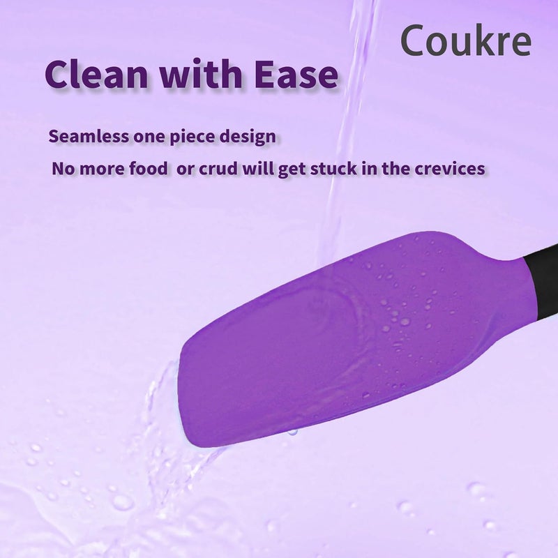 Coukre Silicone Spatula Set of 5,High Temperature Resistant, Food Grade Silicone, Dishwasher Safe, for Baking, Cooking (Purple Black) - Image 4