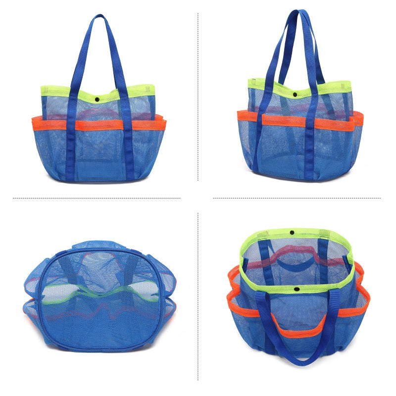 ASBEFORE Mesh Shower Caddy Tote Bag, Portable Quick-Dry Caddy Organizer with Handle, Camping Travel Beach College Dorm Room Essentials Toiletry Bag (Royal Blue) - Image 4