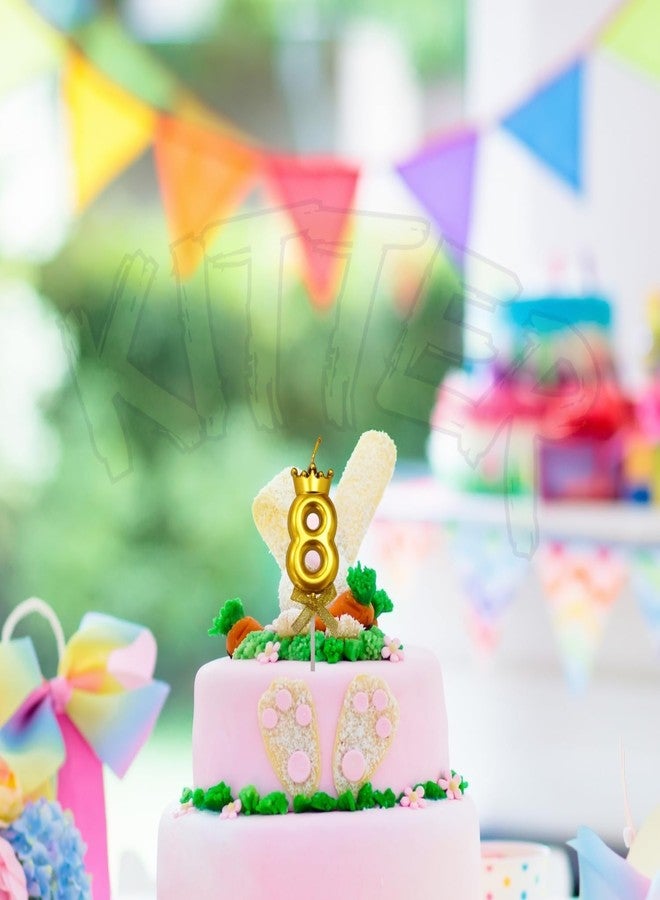 زينة كعكة عيد الميلاد الثامن من كيتر، قطعة واحدة، شمعة على شكل تاج ذهبي معدني على شكل الرقم ثمانية، زينة كعكة، شموع أرقام من 0 إلى 9 لحفلات الذكرى السنوية (عبوة من قطعة واحدة، لون ذهبي) - Image 5