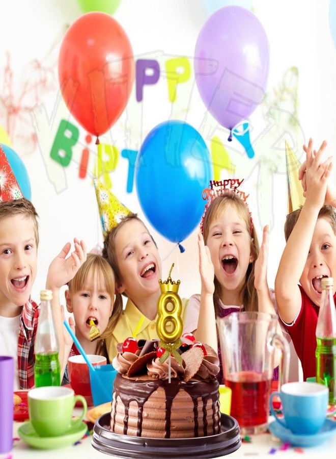 زينة كعكة عيد الميلاد الثامن من كيتر، قطعة واحدة، شمعة على شكل تاج ذهبي معدني على شكل الرقم ثمانية، زينة كعكة، شموع أرقام من 0 إلى 9 لحفلات الذكرى السنوية (عبوة من قطعة واحدة، لون ذهبي) - Image 3