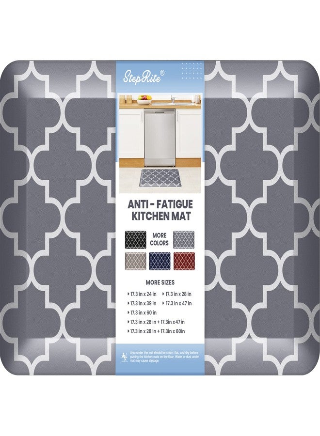 StepRite 4/5 Inch Thick Kitchen Rugs, Kitchen Mat, Anti Fatigue Floor Mat, Waterproof Mats & Rugs, Heavy Duty PVC Ergonomic Comfort Standing Foam for Kitchen, Home, Office, Sink, Garage (24" x 17.3", Grey) - Image 1