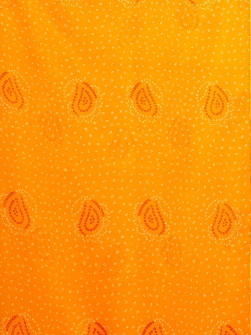 Satrani Women's Georgette Bandhani Printed Saree with Unstitched Blouse Piece (4010S261N_Yellow) - Image 5