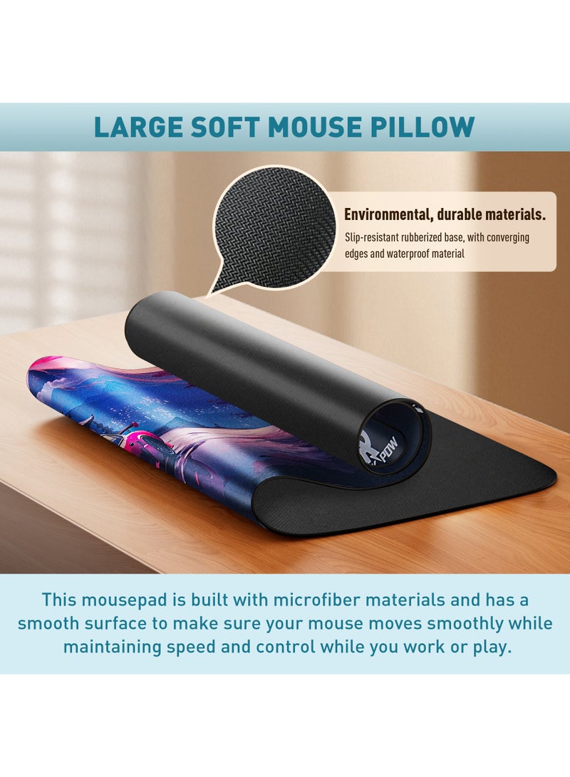 Rock Pow ROCK POW Large Gaming Mouse Pad with Anti-Slip Surface, 800x300x3mm,Thicker Rubber Base Gaming Mousepad with Stitched Edges Design for mouse and keyboard,gaming home and working office  - Image 3
