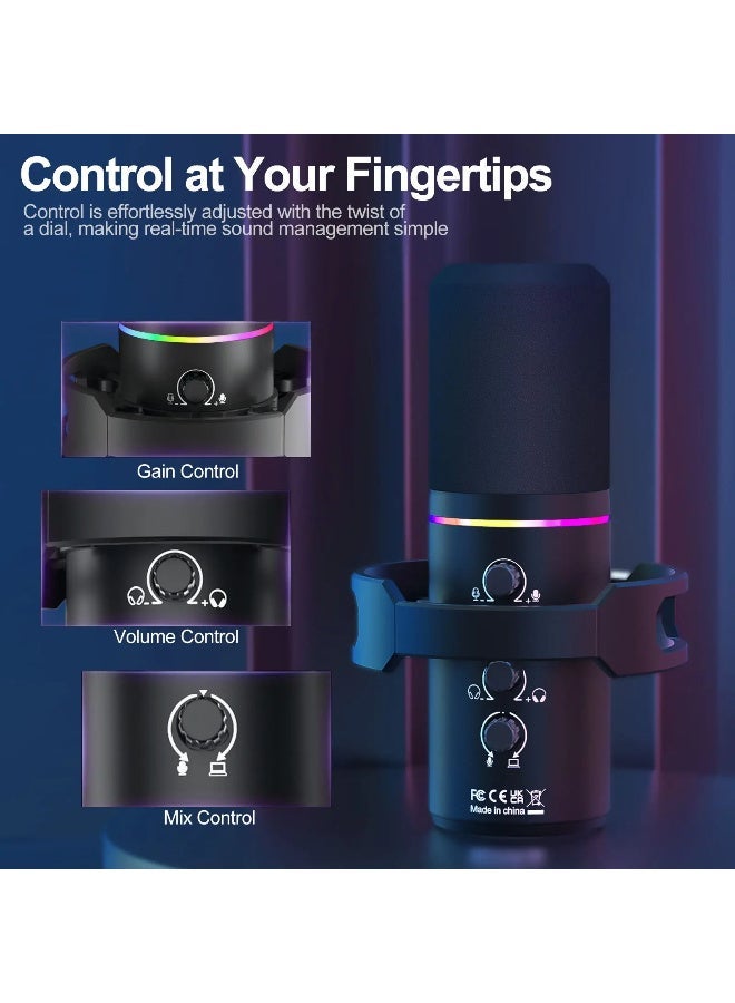 ميكروفون ألعاب ديناميكي ZFSZ WM8 RGB ثنائي الوضع XLR/USB مع حامل ثلاثي - Image 2