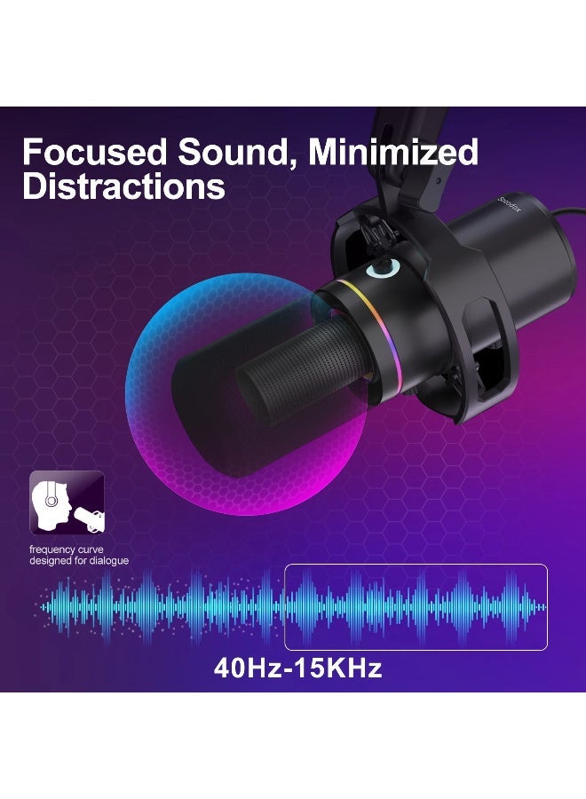 ميكروفون ألعاب ديناميكي ZFSZ WM8 RGB ثنائي الوضع XLR/USB مع حامل ثلاثي - Image 5