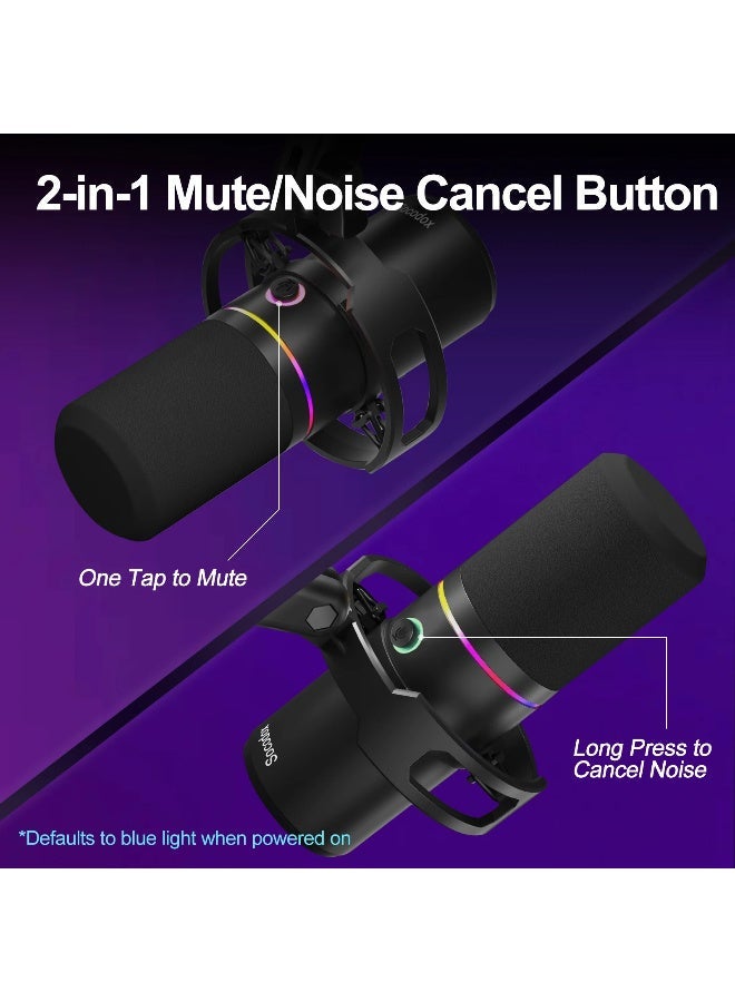 ميكروفون ألعاب ديناميكي ZFSZ WM8 RGB ثنائي الوضع XLR/USB مع حامل ثلاثي - Image 3