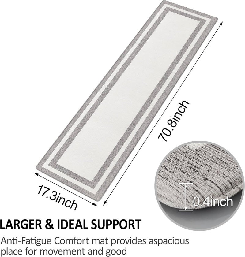 Anti Fatigue Kitchen Mat 45 X 180 Cm 0.4-Inch Thick Cushioned Foam - Waterproof Non-Slip PVC Standing Mat for Home Kitchen Office Laundry Room - Image 3