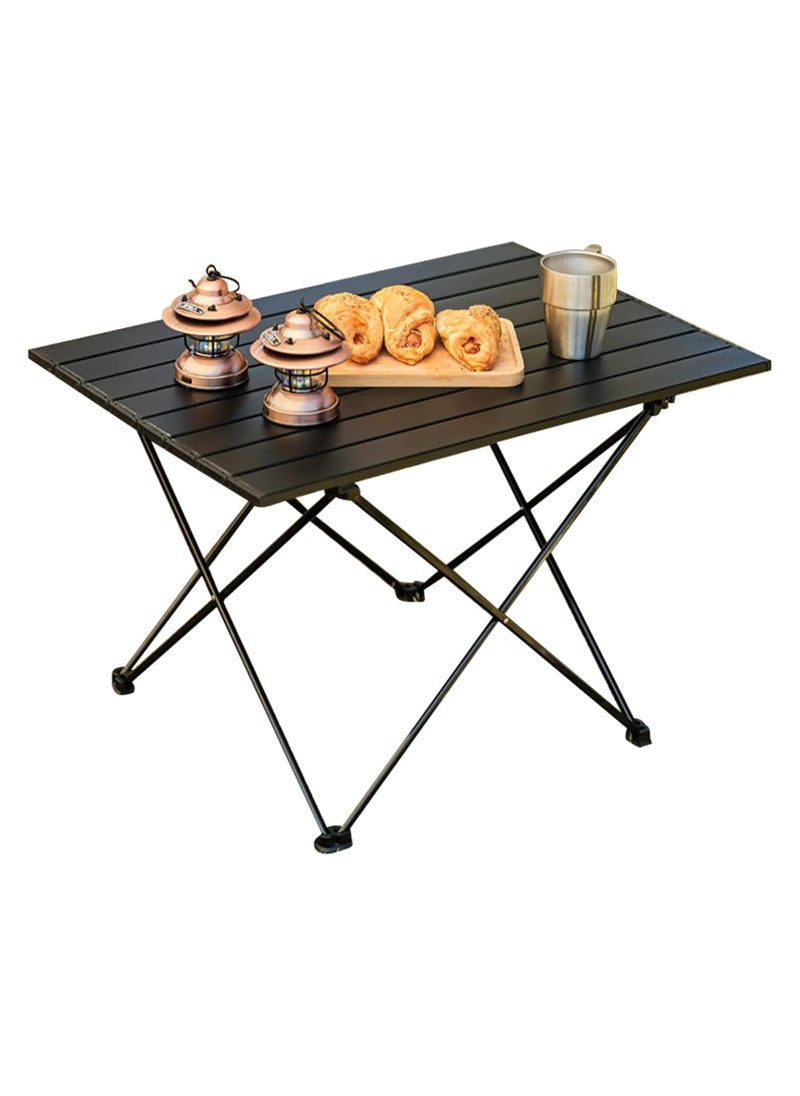 ELFSA - Folding Camping Table,Ultralight Camp Portable Table with Roll up Aluminum Alloy Table Top & Storage Bag,Quick Installation Outdoor Folding Table for Picnic 68cmx47cmx40CM Black - Image 1