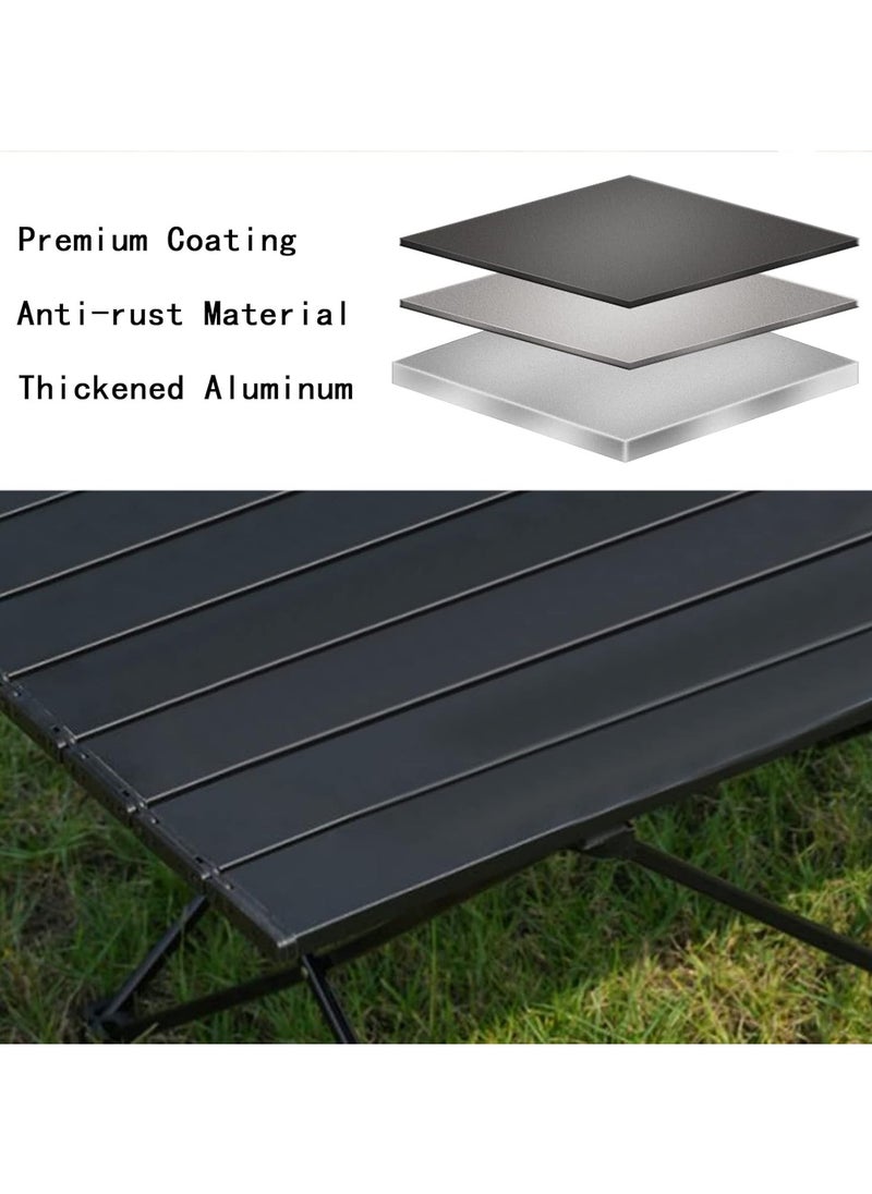 ELFSA - Folding Camping Table,Ultralight Camp Portable Table with Roll up Aluminum Alloy Table Top & Storage Bag,Quick Installation Outdoor Folding Table for Picnic 68cmx47cmx40CM Black - Image 1