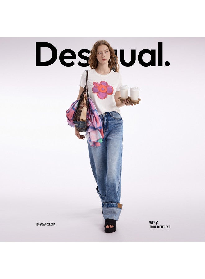DESIGUAL تي شيرت مزخرف بالزهور للنساء Ss25 - Image 3