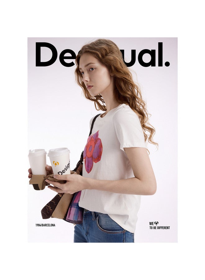 DESIGUAL تي شيرت مزخرف بالزهور للنساء Ss25 - Image 2