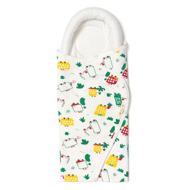 TIDY SLEEP Baby Pod Swaddle Wrap for Newborn, Snuggle Pod with U Shape Ring Head Protection Support | Baby Snuggle Pod Swaddle Wrapper | Pack of 2 (0-3 Months) (White Wild City & Blue Farmland) - Image 5
