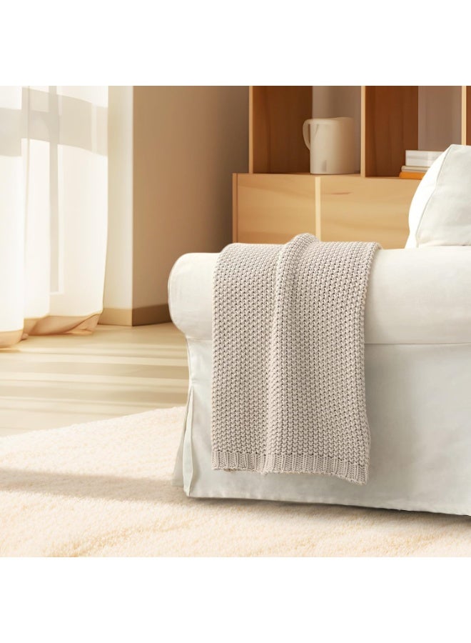 Arabest 127 * 152cm Cotton Large Throw Blankets for Couch - Waffle Weave Light Beige Cotton Throw Blankets for Bed, Lightweight and Soft Spring Throw Blankets for Office, CLTB-03 - Image 2