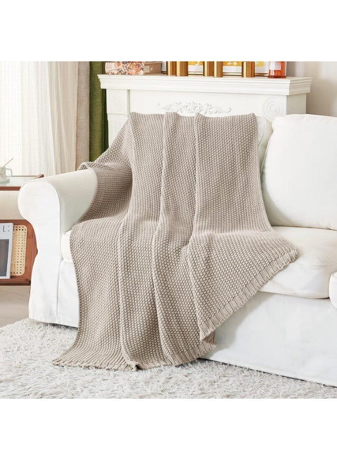 Arabest 127 * 152cm Cotton Large Throw Blankets for Couch - Waffle Weave Light Beige Cotton Throw Blankets for Bed, Lightweight and Soft Spring Throw Blankets for Office, CLTB-03 - Image 4