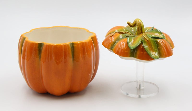 Cosmos 10365 Fine Ceramic Pumpkin Box, 6-1/8-Inch Orange - Image 3