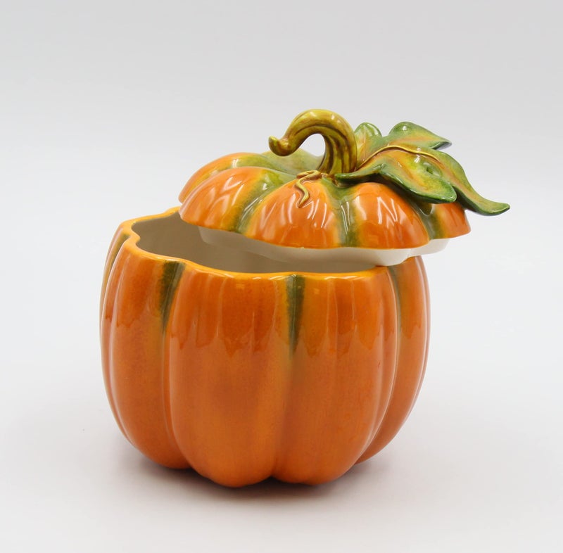 Cosmos 10365 Fine Ceramic Pumpkin Box, 6-1/8-Inch Orange - Image 2