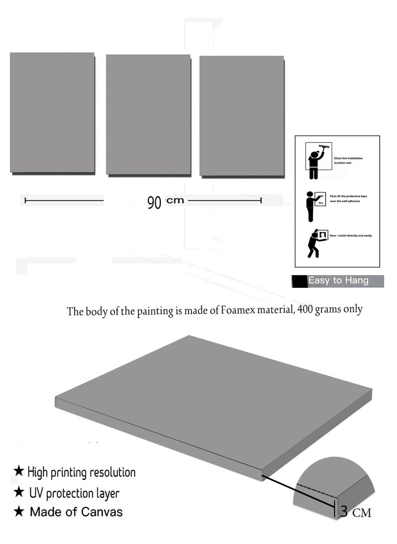 Decorior - Billboard, 3 pieces, 90 cm x 42.5 cm, 30 mm thick, with high-quality digital printing - UV layer to protect against scratches and color protection - Image 1