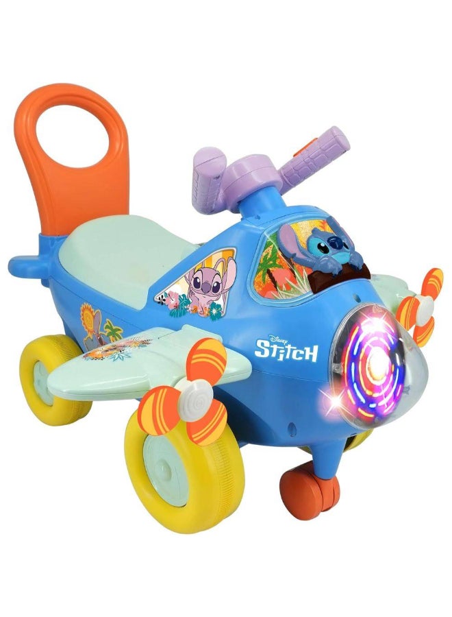 Kiddieland Disney Lilo & Stitch Lights "N" Sounds Stitch Activity Plane Ride-On Toy (53.3 x 27.3 x 35.6 cm, Blue) - Image 1