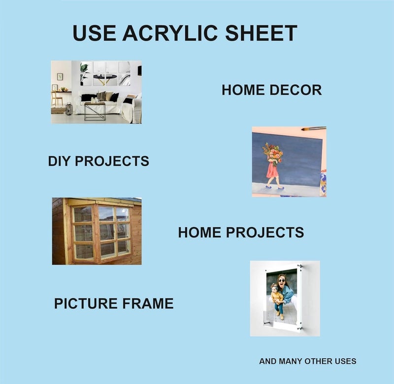 Fliptic ورقة أكريليك 3 مم ورقة شفافة للرسم على الزجاج لمسة لامعة (3 مم، 6x6، شفاف/صافي) (4، 4x4 بوصة) - Image 3