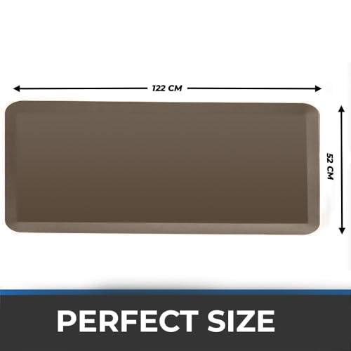 LifeKrafts New Anti Fatigue Floor Mat Thick Perfect Kitchen Mat, Standing Desk Mat. Comfort at Home, Office, Garage 52x122x1.8cms (Dark Brown-Plain) - Image 2