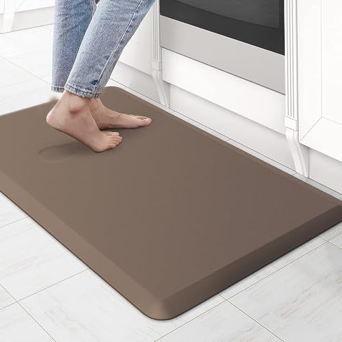 LifeKrafts New Anti Fatigue Floor Mat Thick Perfect Kitchen Mat, Standing Desk Mat. Comfort at Home, Office, Garage 52x122x1.8cms (Dark Brown-Plain) - Image 1