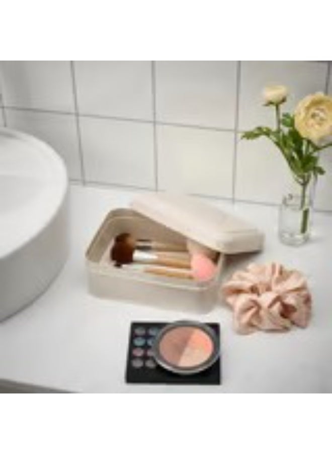 Storage box with lid light beige 22x16x8 cm - Image 4