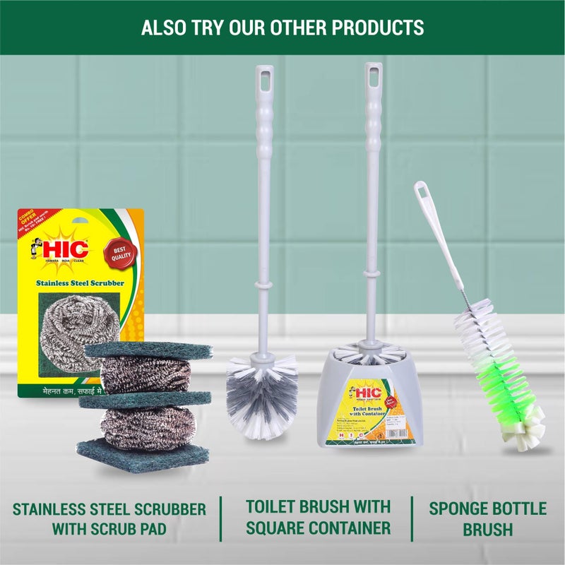 HIC Plastic Toilet Brush with Round Container, Standard, Multicolour - Image 4
